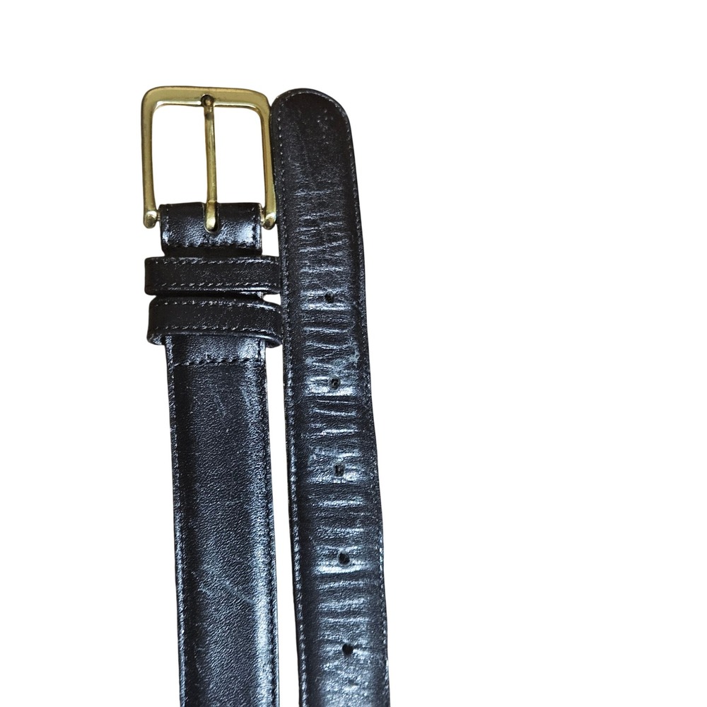 Vintage Coach Mens Burnished Cowhide Leather‎ Belt 40 Solid Brass Buckle Black